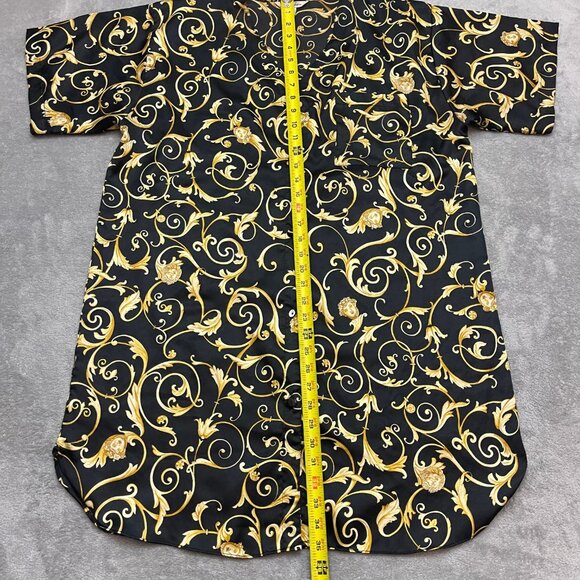 Vintage Vanity Fair Nightgown Womens XL Black and Gold Button Front 90s - Picture 6 of 9